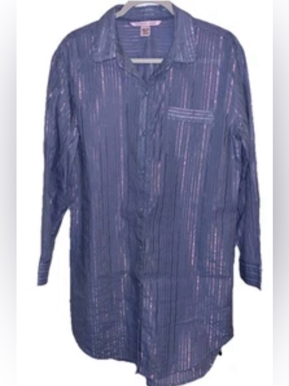 Victoria's Secret Women’s Button-Up Sleep Shirt /Nightgown Sz M Metallic Shimmer